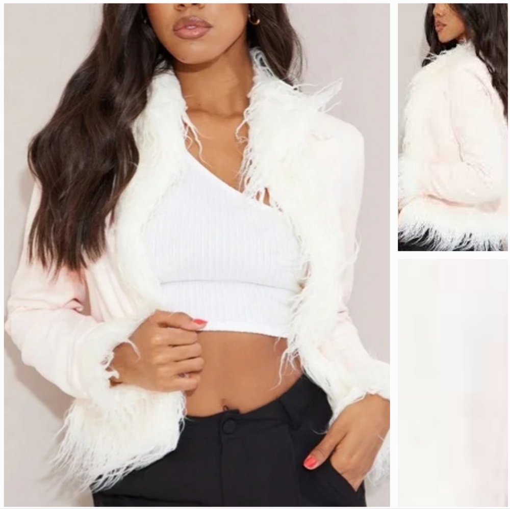 Light Pink Faux Fur & Suede Jacket By Pretty Litle Thing. Size 2 S